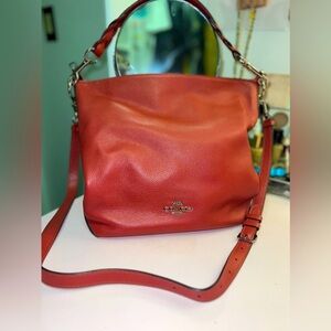 Coach red leather crossbody bag